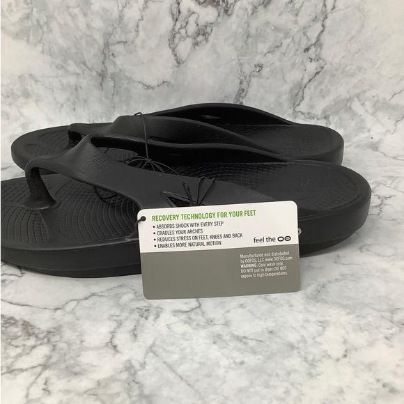 Oofos OOriginal Black Sandals W12 M10 Recovery Footwear Flip Flop P2-57 - Picture 9 of 10